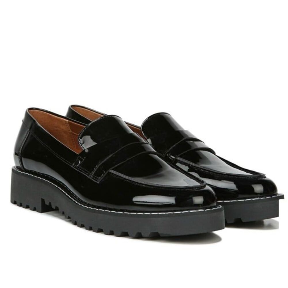 Franco Sarto black patent leather Cassandra Loafers